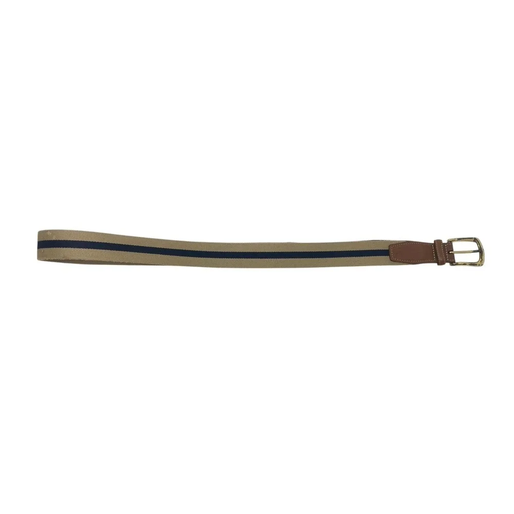 JPRESS Mens Khaki & Navy Blue Stripe Casual Golf Belt Size 40 Preppy